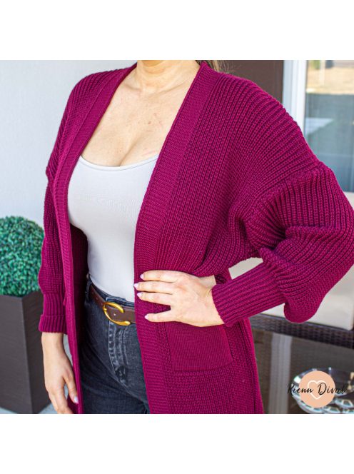 Linda oversize maxi kardigán - burgundi 