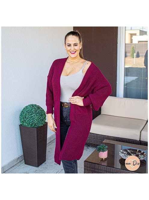 Linda oversize maxi kardigán - burgundi 