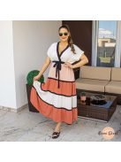 Tricolor fodros maxi ruha - púder