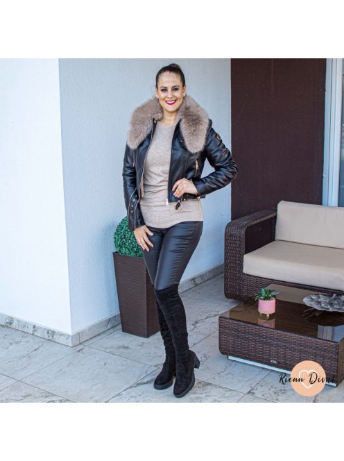 Meva bélelt műbőr kabát - levehető műszőrmével 