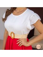 Tricolor loknis midi ruha + gumis öv - kék-piros