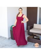 Leticia plisszírozott maxi ruha - PUSH UP - burgundi