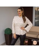 Wix 3D mintás kötött tölcsér ujjú pulóver - bézs 