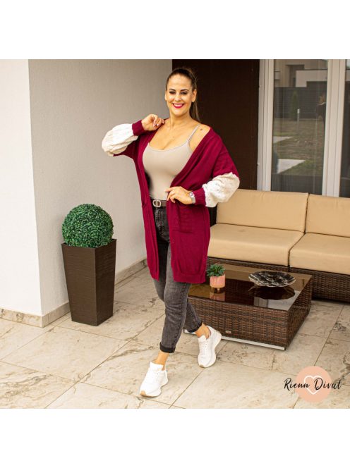 Burgundi kötött kardigán 