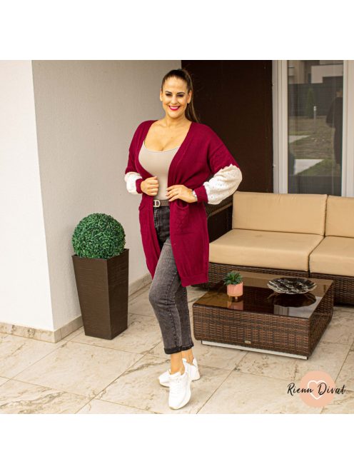 Burgundi kötött kardigán 
