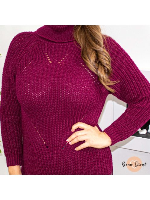 Yara áttört mintás kötött tunika - burgundi