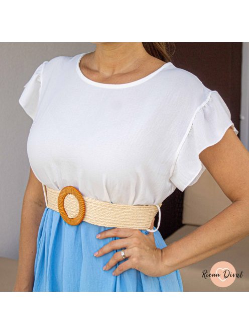 Tricolor loknis midi ruha + gumis öv - kék