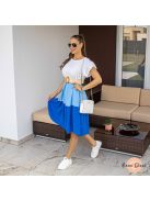 Tricolor loknis midi ruha + gumis öv - kék