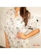 Ada OVERSIZE pamut lenge ing tunika - bézs virágmintás