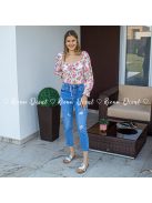 Róza virágmintás crop felső - PUSH UP