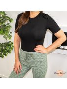 Basic rövidujjú felső ráncolt vállal - fekete