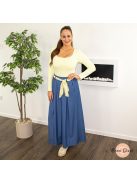 Amel bőszárú farmer hatású lenge palazzo nadrág + szalag öv