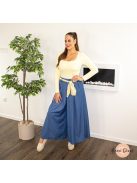 Amel bőszárú farmer hatású lenge palazzo nadrág + szalag öv