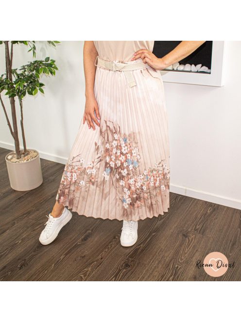 Anette plisszírozott maxi szoknya + öv - bézs