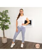 Rena gumis derekú rugalmas viszkóz nadrág - apró virágos kék 