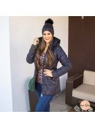 Zelma bordázott kötött sapka - csillogós fekete 