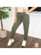 Lazy gumis derekú pamutos nadrág - khaki