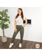 Lazy gumis derekú pamutos nadrág - khaki