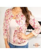 Zelma puha virágmintás blézer zsebekkel - pink