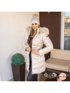 Ada gyöngyházfényű kapucnis téli kabát - bézs 