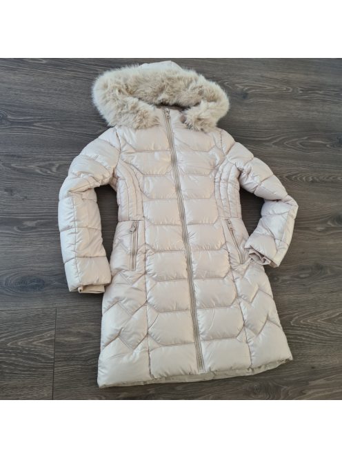Ada gyöngyházfényű kapucnis téli kabát - bézs 