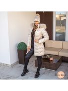 Ada gyöngyházfényű kapucnis téli kabát - bézs 