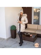 Ada gyöngyházfényű kapucnis téli kabát - bézs 