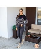 Colette csíkos szívecskés pulóver - fekete 