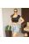 Crop top poliamid anyagból - PUSH UP - fekete