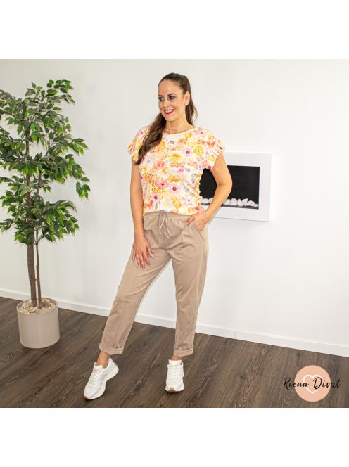 Lazy gumis derekú pamutos nadrág - mokka