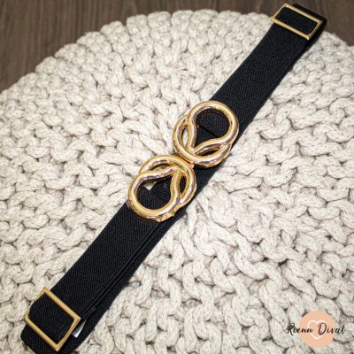 Keaton állítható gumis öv - arany színű csattal