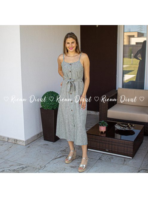 Lídia viszkóz midi ruha - khaki