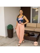 Reyna virágmintás poliamid top - PUSH UP - sötétkék