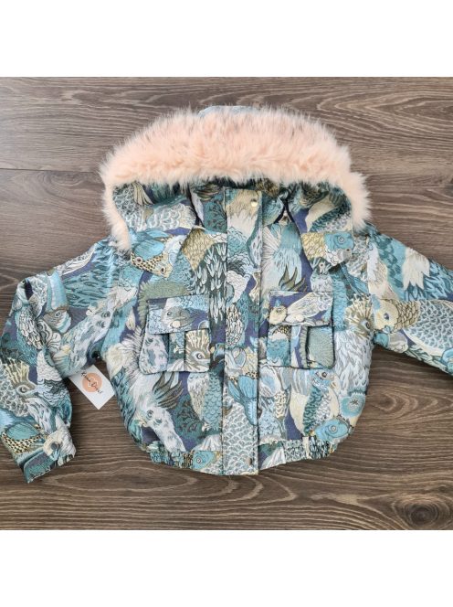 Papaya bomber dzseki - levehető kapucnival - kék 