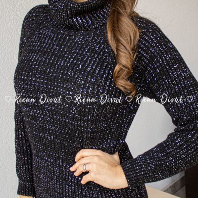 York kötött csillogós tunika - fekete