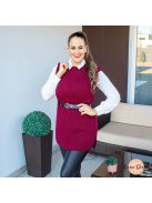 Meli kötött tunika inggel + öv - burgundi