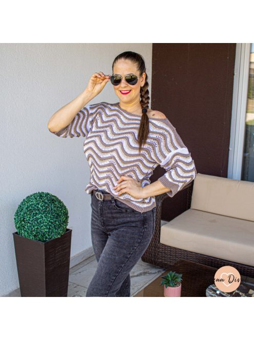 Manna horgolt csillogós felső - taupe