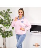 Darling álom puha szívecskés pulóver - rózsaszín 