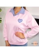 Darling álom puha szívecskés pulóver - rózsaszín 