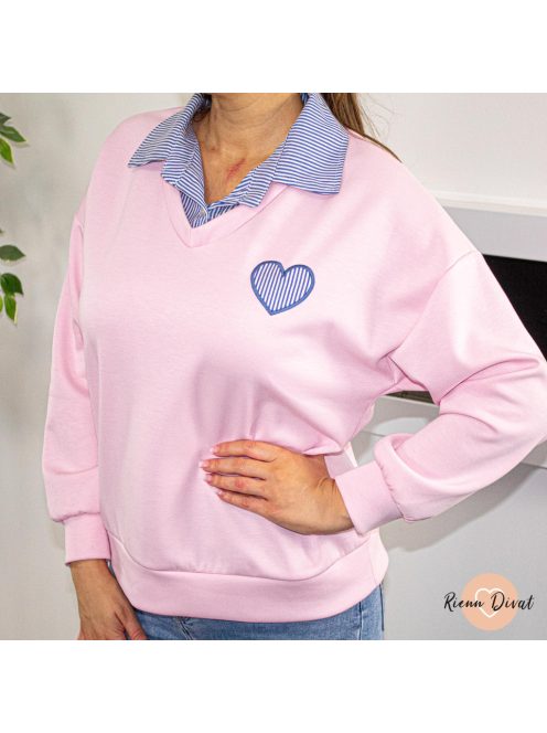 Darling álom puha szívecskés pulóver - rózsaszín 