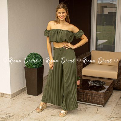 Zinna plisszírozott szett (nadrág+felső) - khaki