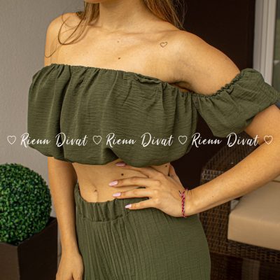 Zinna plisszírozott szett (nadrág+felső) - khaki