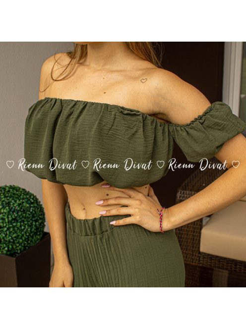 Zinna plisszírozott szett (nadrág+felső) - khaki