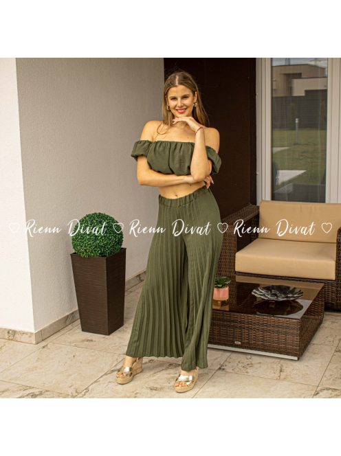 Zinna plisszírozott szett (nadrág+felső) - khaki