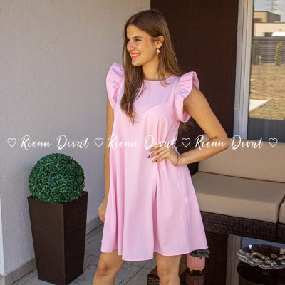 Berill ,,A,, vonaú fodros ujjú ruha - rózsaszín 