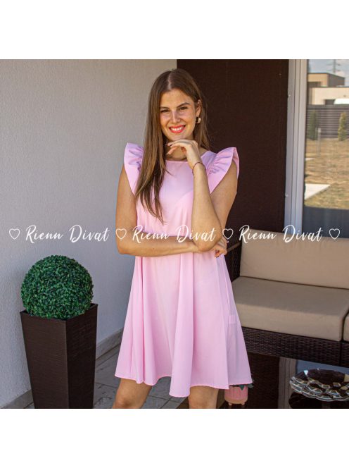 Berill ,,A,, vonaú fodros ujjú ruha - rózsaszín 