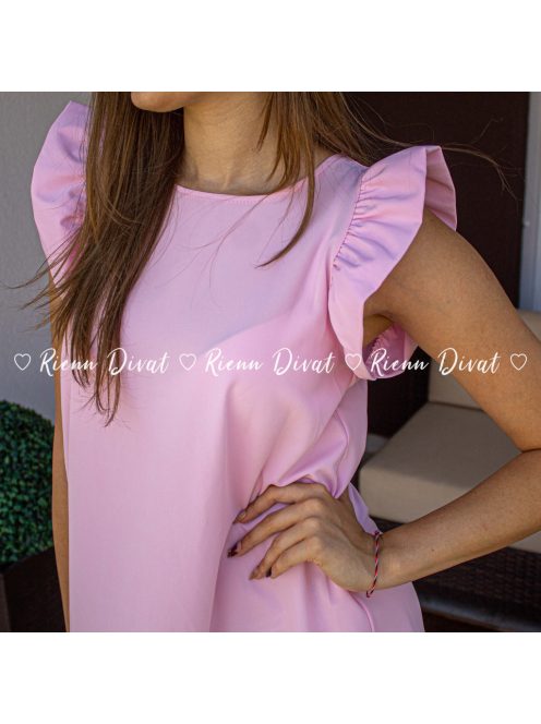 Berill ,,A,, vonaú fodros ujjú ruha - rózsaszín 