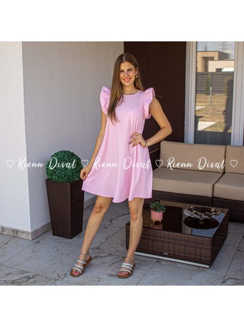 Berill ,,A,, vonaú fodros ujjú ruha - rózsaszín 