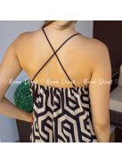 Roxi krém - fekete mintás maxiruha 