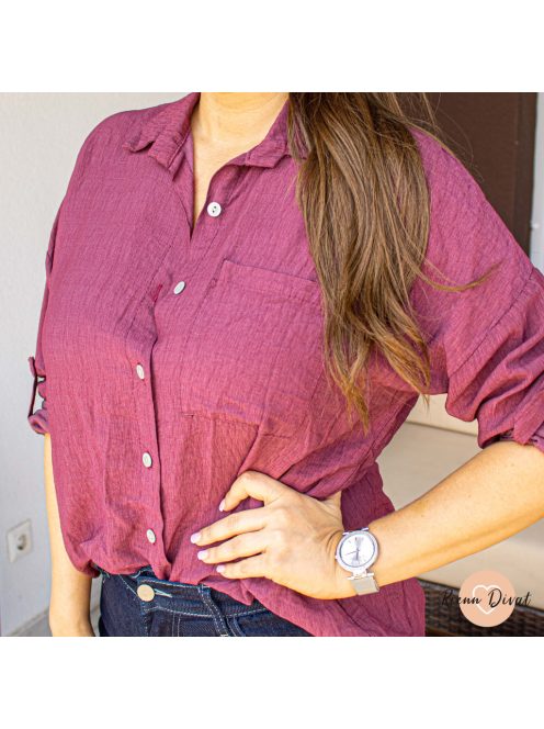 Rozé oversize viszkóz ing tunika - kitűzővel